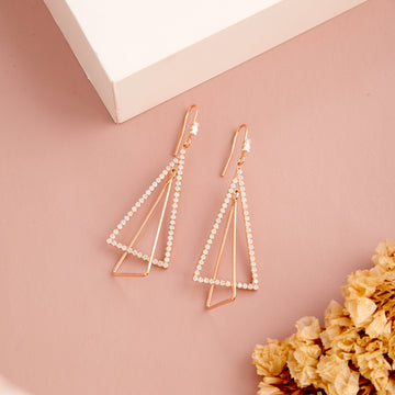 Dou Triangle Earrings (Rose Gold)