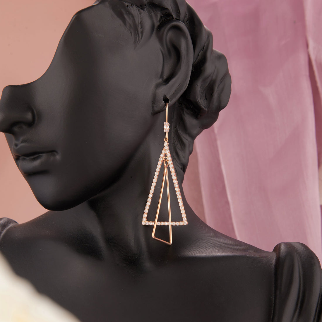 Dou Triangle Earrings (Rose Gold)
