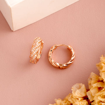Braided Diamond Earrings (Rose Gold)