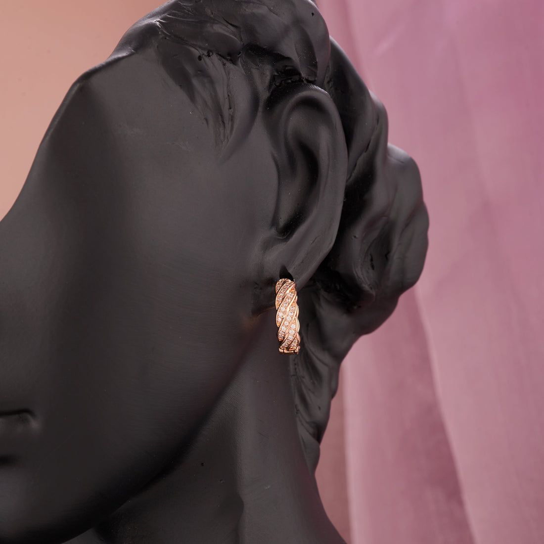 Braided Diamond Earrings (Rose Gold)