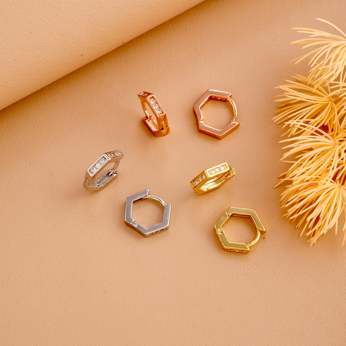 Pentagon Shape 3 Pack Earrings (Multicolor)