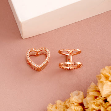 Pave Diamond Heart Earrings (Rose Gold)