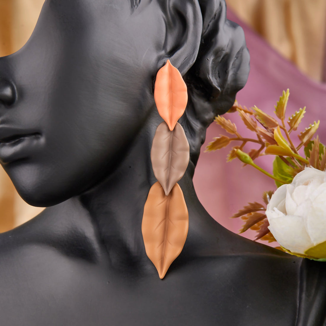 Preserved Leaf Earrings (Rose Gold)