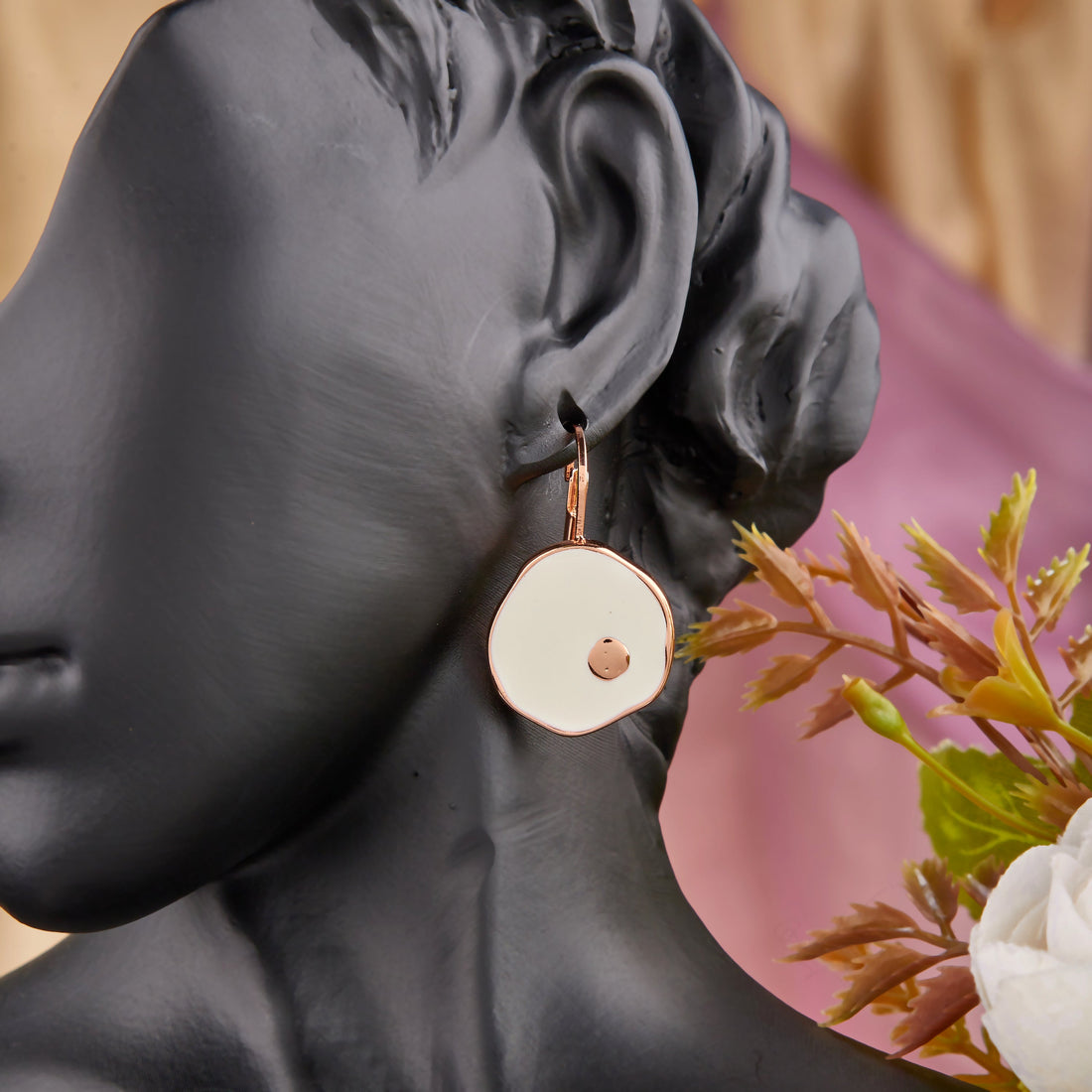 White Enamel Earrings