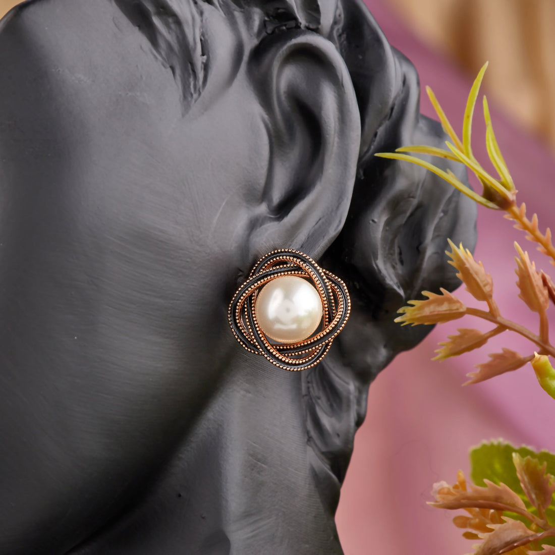 Pearl Serpenti Earrings (Rose Gold)