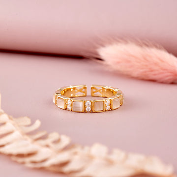 Stone Hoop Ring (Yellow Gold)