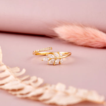 Diamond Vine Bypass Ring (Yellow Gold)