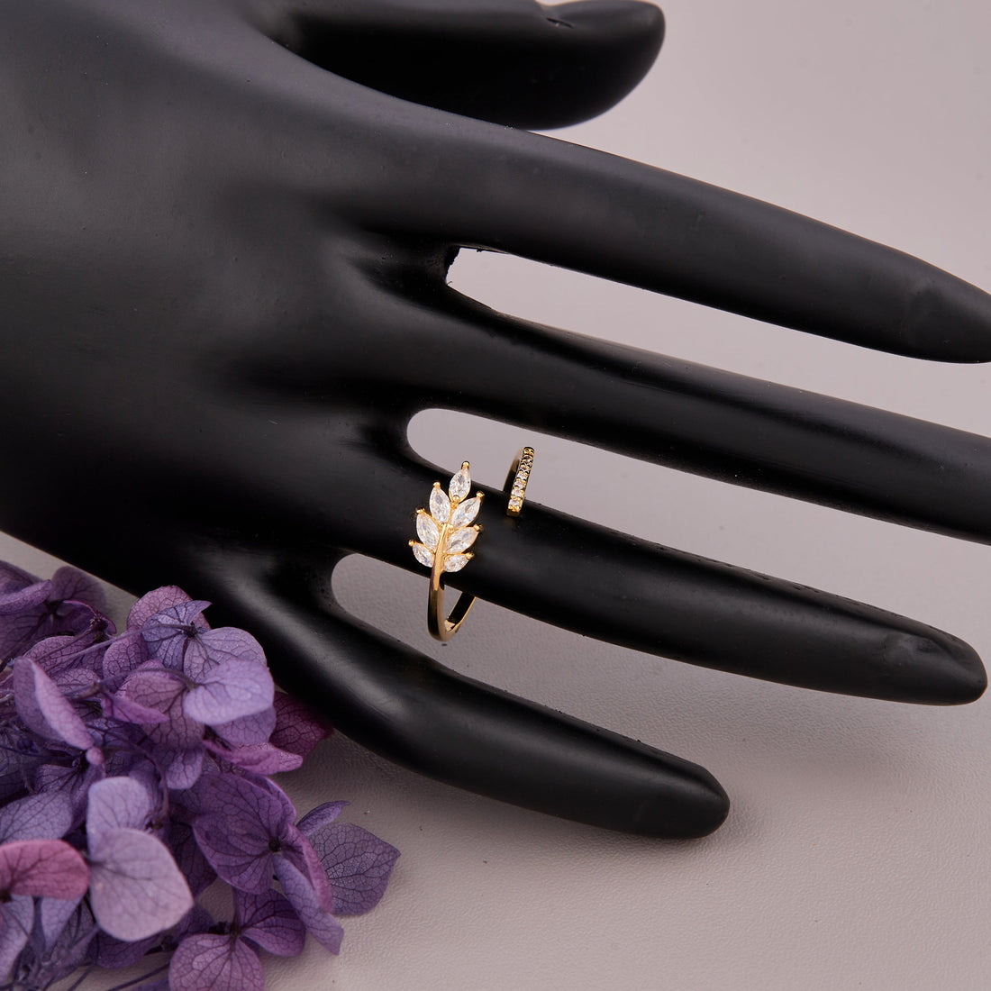 Diamond Vine Bypass Ring (Yellow Gold)