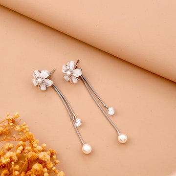 Moonlit Petals Earrings (White Gold)