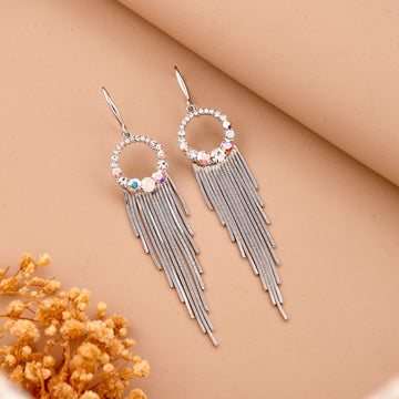 Silver Shimmer Earrings (White Gold)