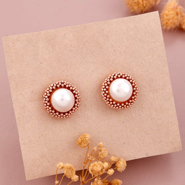Royal Pearl Earrings (Rose Gold)