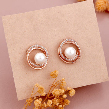 Lustrous Loop Earrings (Rose Gold)