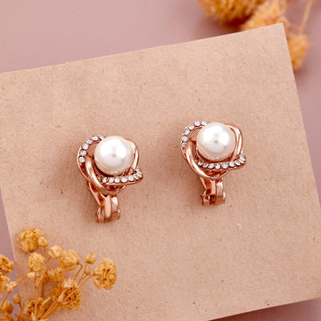 Rose Pearl Twist Earrings (Rose Gold)