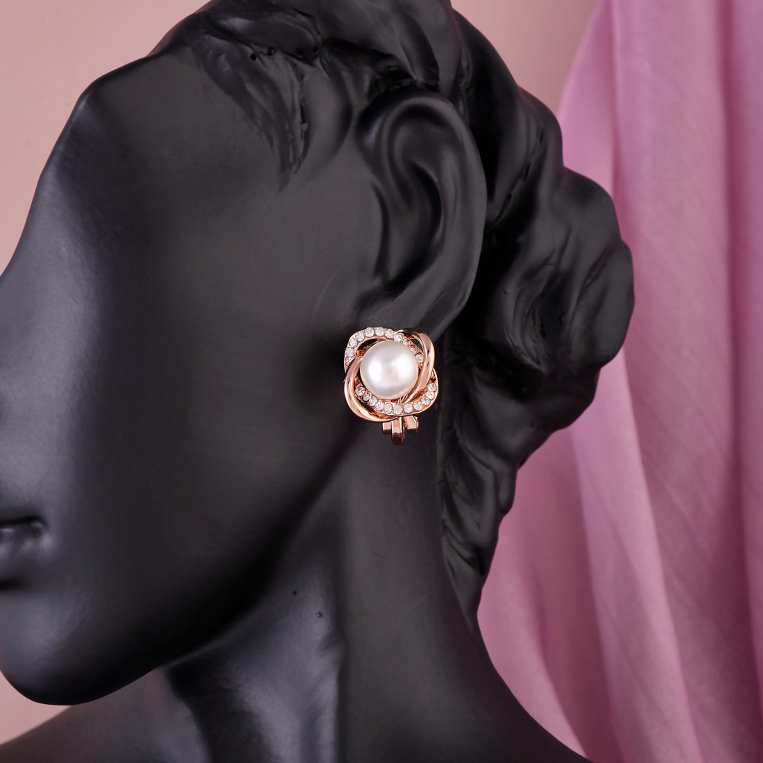 Rose Pearl Twist Earrings (Rose Gold)
