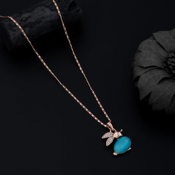 Blue Bunny Sparkle Necklace (Rose Gold)