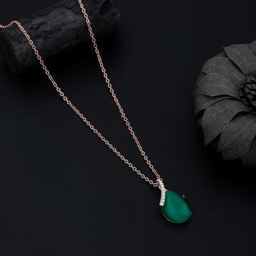 Emerald Teardrop Elegance Pendant Necklace (Rose Gold)