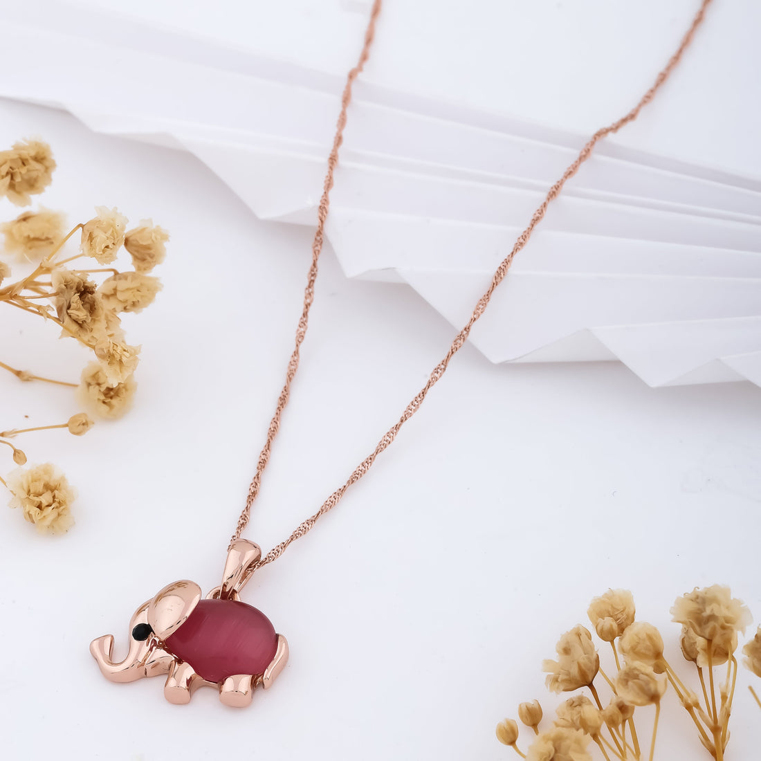 Emerald Drop Necklace (Rose Gold)