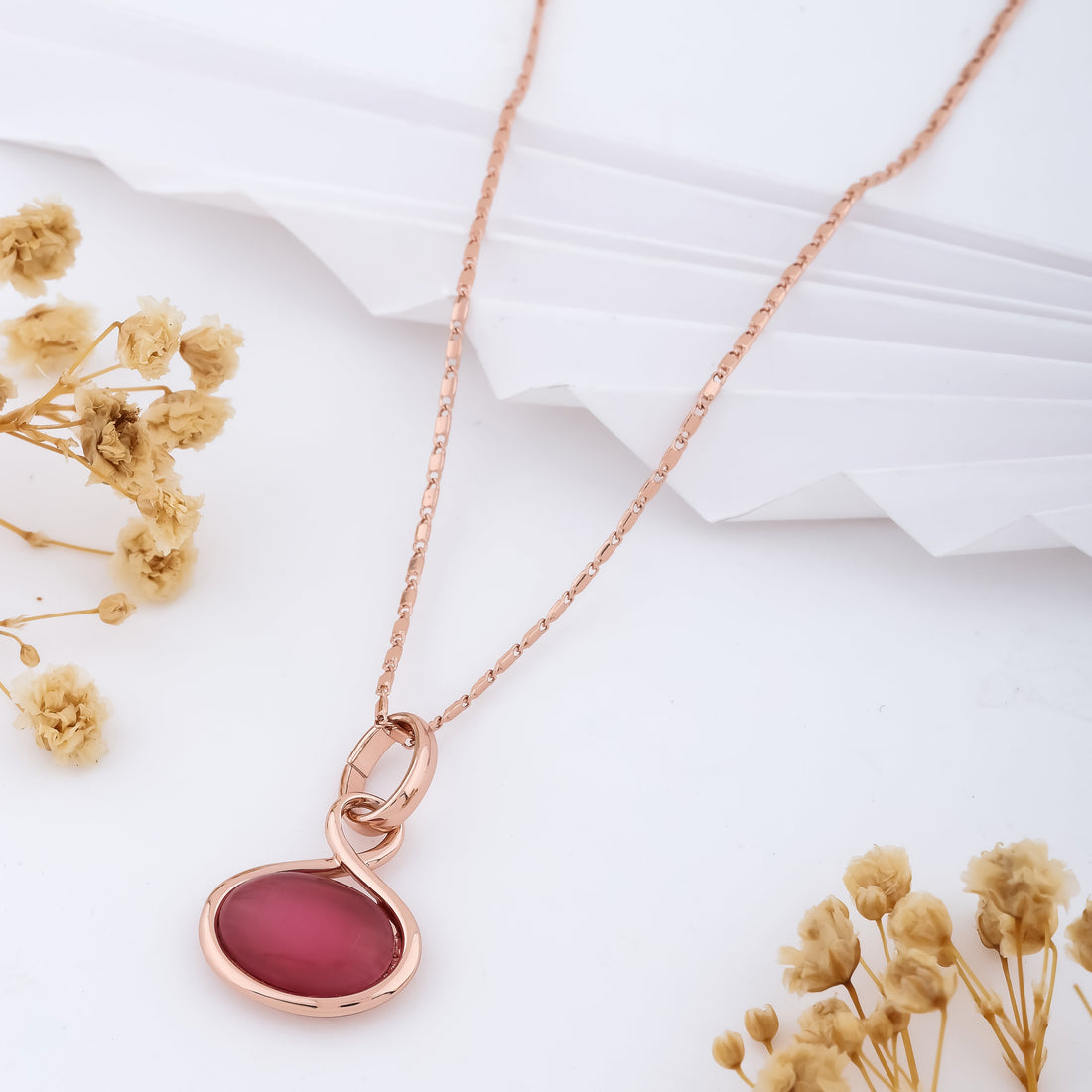 Rosé Teardrop Elegance Necklace (Rose Gold)