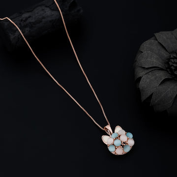Opal Whimsy Cat Necklace (Rose Gold)