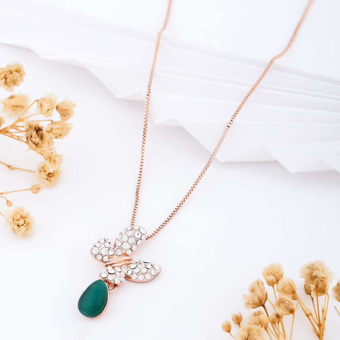 Crystal Bloom Flight Necklace (Rose Gold)