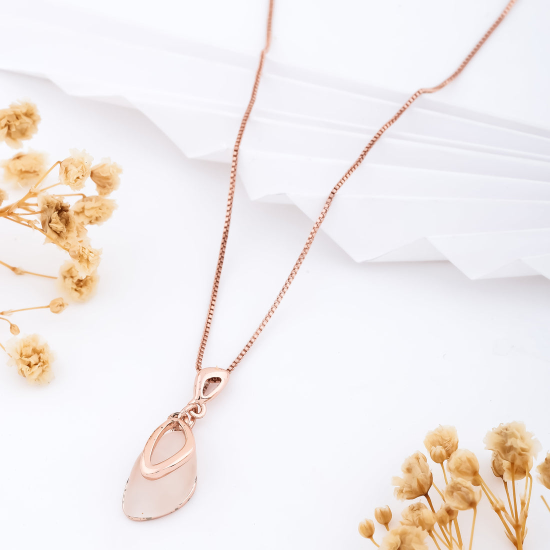 Blush Cascade Pendant Necklace (Rose Gold)