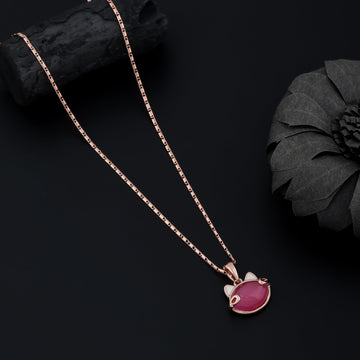 Crimson Kitty Necklace (Rose Gold)