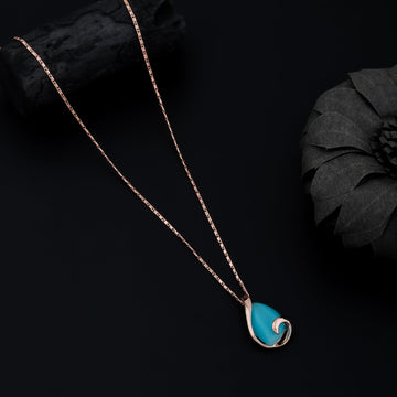 Aqua Embrace Pendant Necklace (Rose Gold)