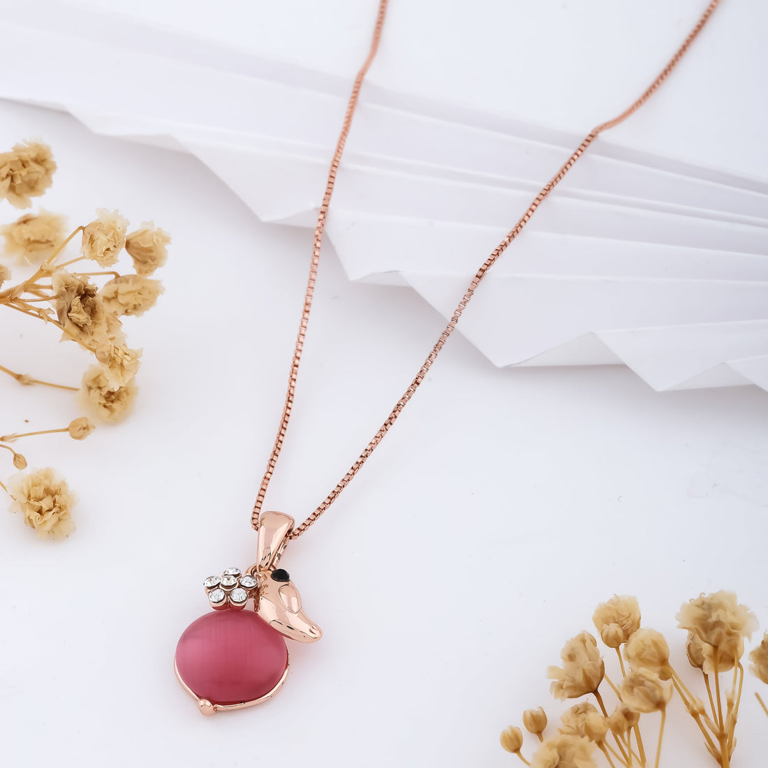 Blushing Forest Charm Necklace (Rose Gold)
