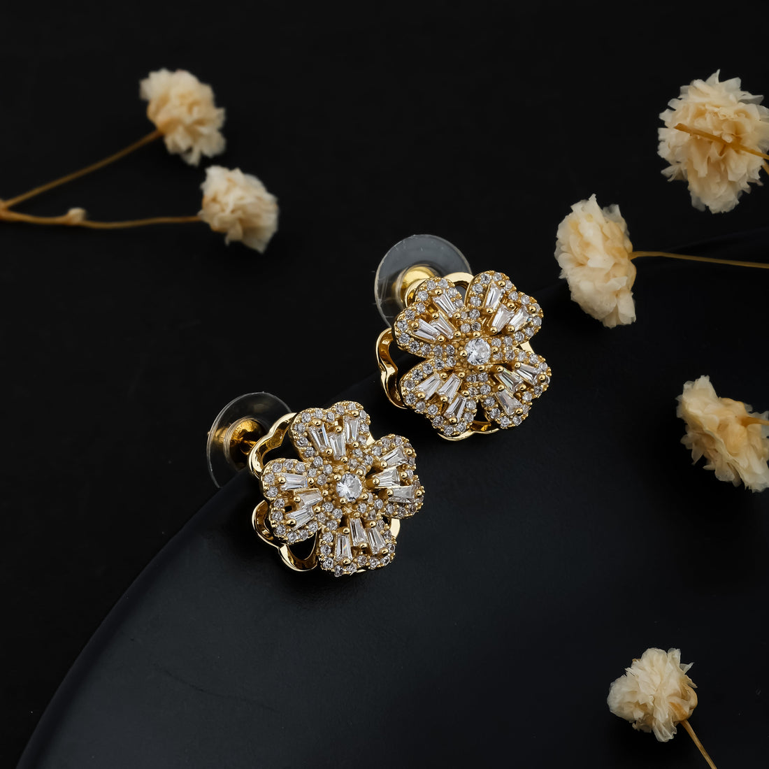 Pavé Butterfly Diamond Stud Earrings (Yellow Gold)