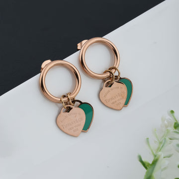 Hoop Heart Earrings (Rose Gold)
