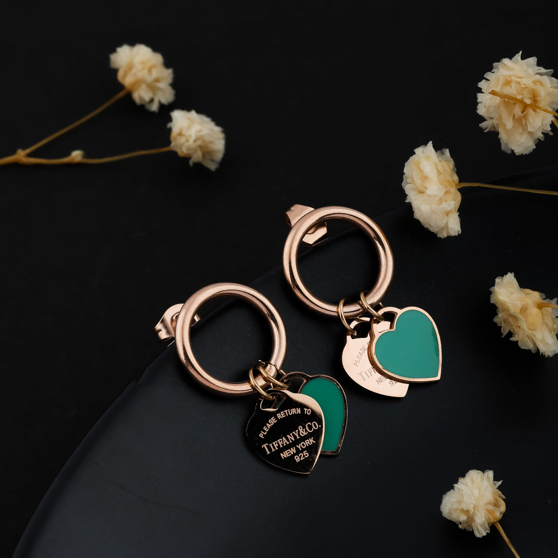 Hoop Heart Earrings (Rose Gold)