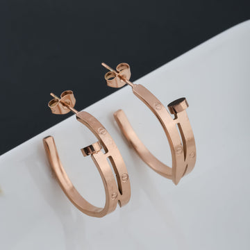 Just A Nail Hoop Earring (Rose Gold)