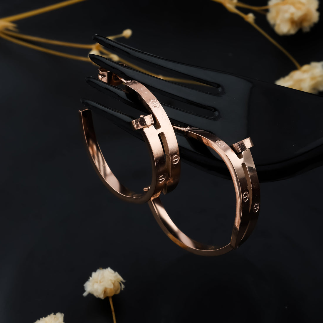 Just A Nail Hoop Earring (Rose Gold)