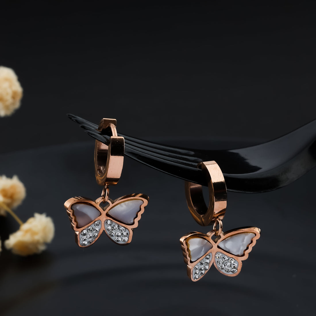 Graceful Flutter Earrings (Rose Gold)