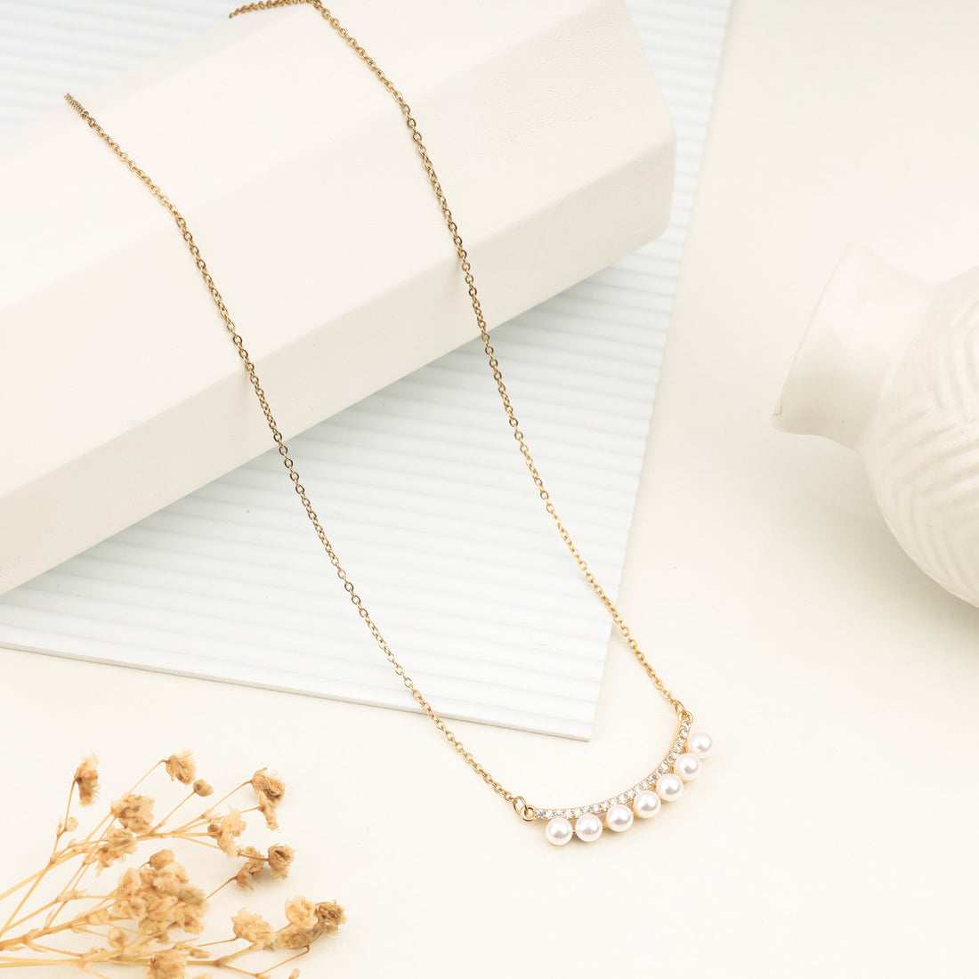 Pearl Cascade Necklace (Yellow Gold)