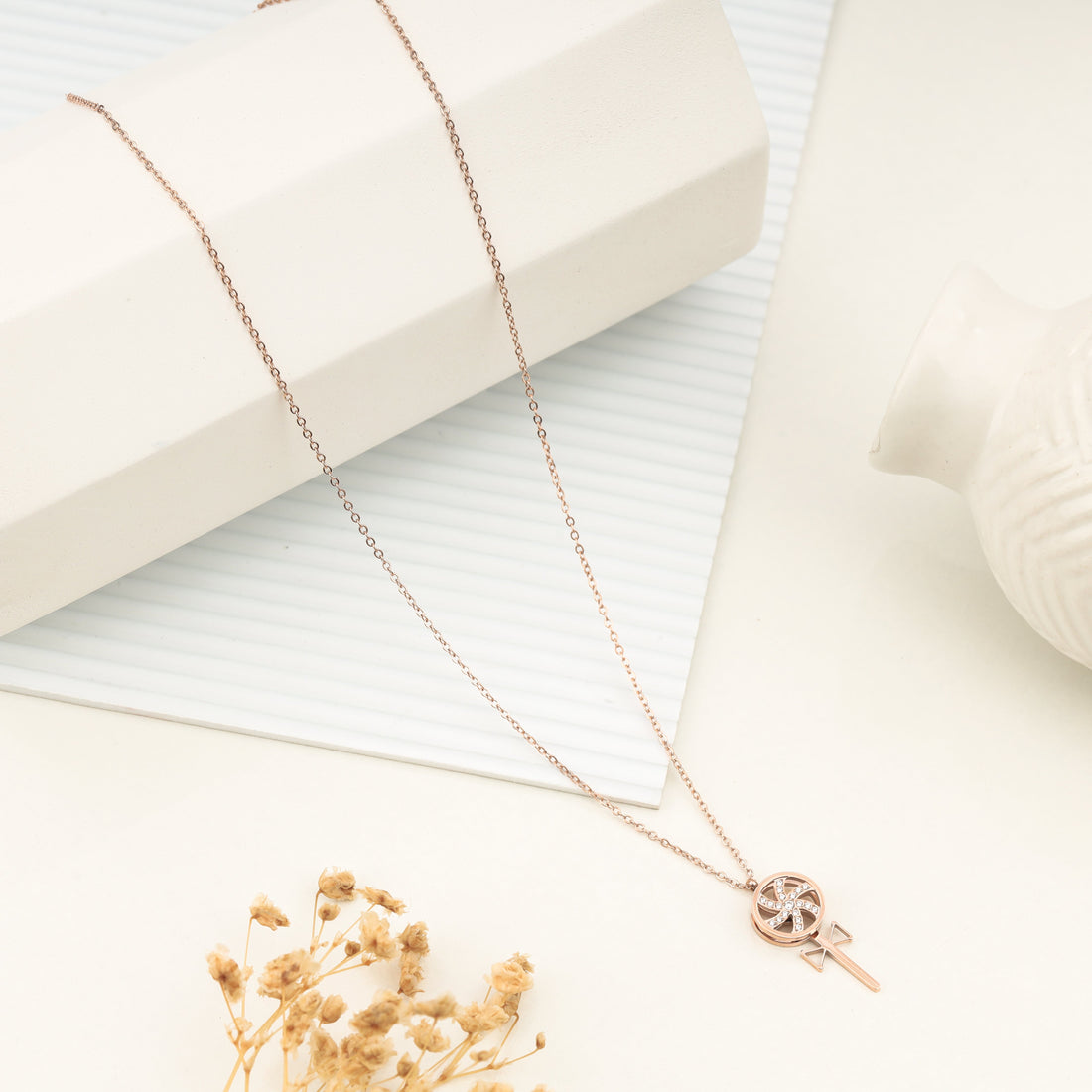 Glamwheel Necklace (Rose Gold)