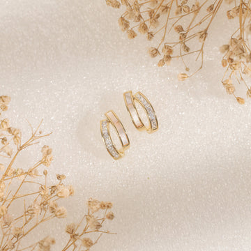 Abstract Linear Earrings (Yellow Gold)