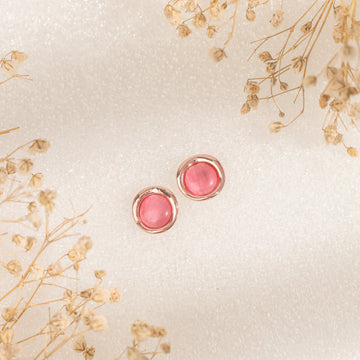 Pink Butten Studs (Rose Gold)