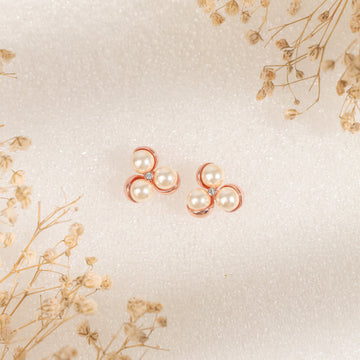 Trio Pearl Earrings (Rose Gold)