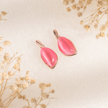 Pink Leaf Earrings (Rose Gold)