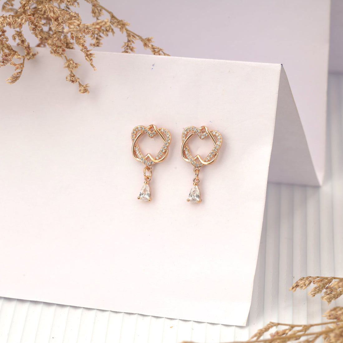 Golden Hearts Earrings (Rose Gold)