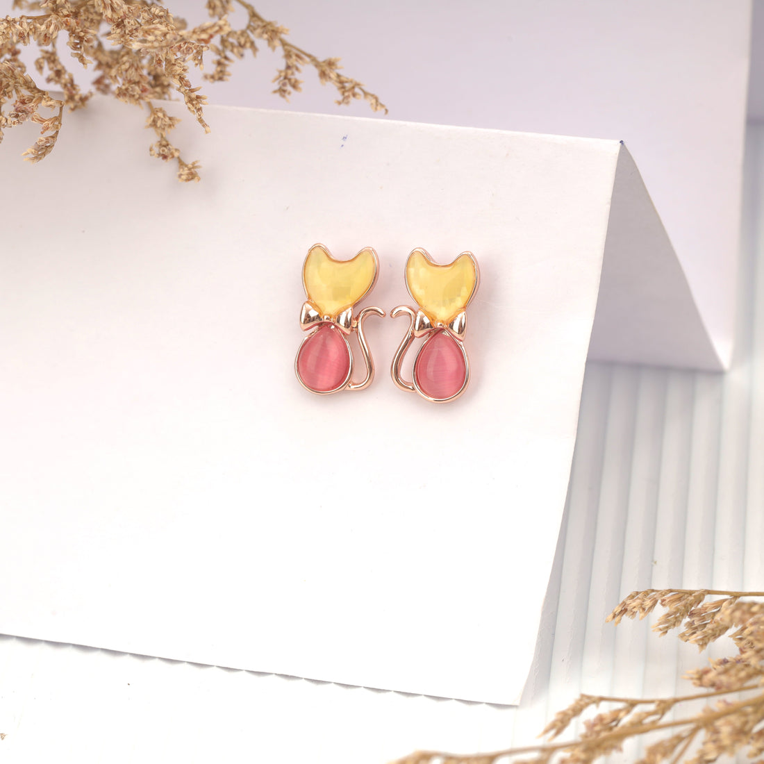 Mini Cat Earrings (Rose Gold)