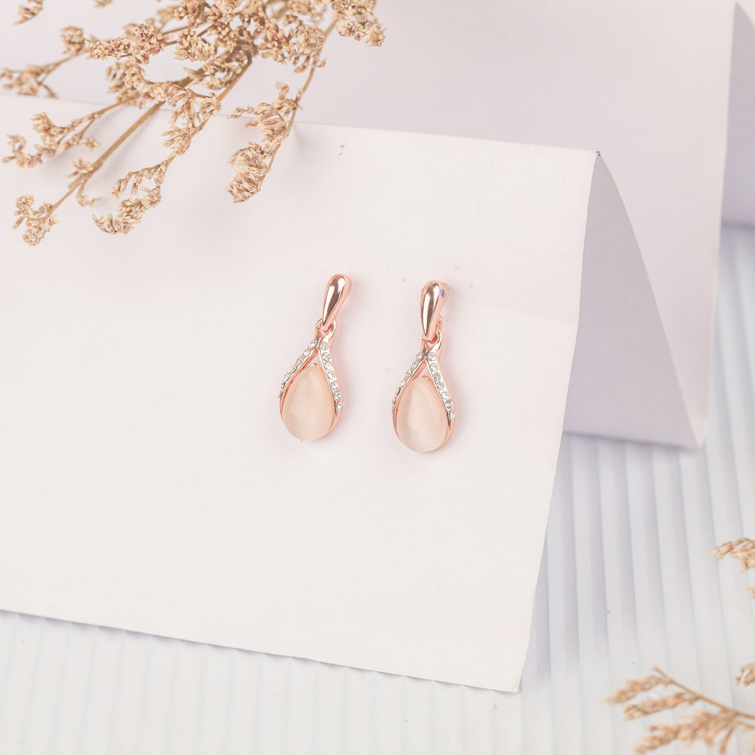 Diamond Drop Earrings (Rose Gold)