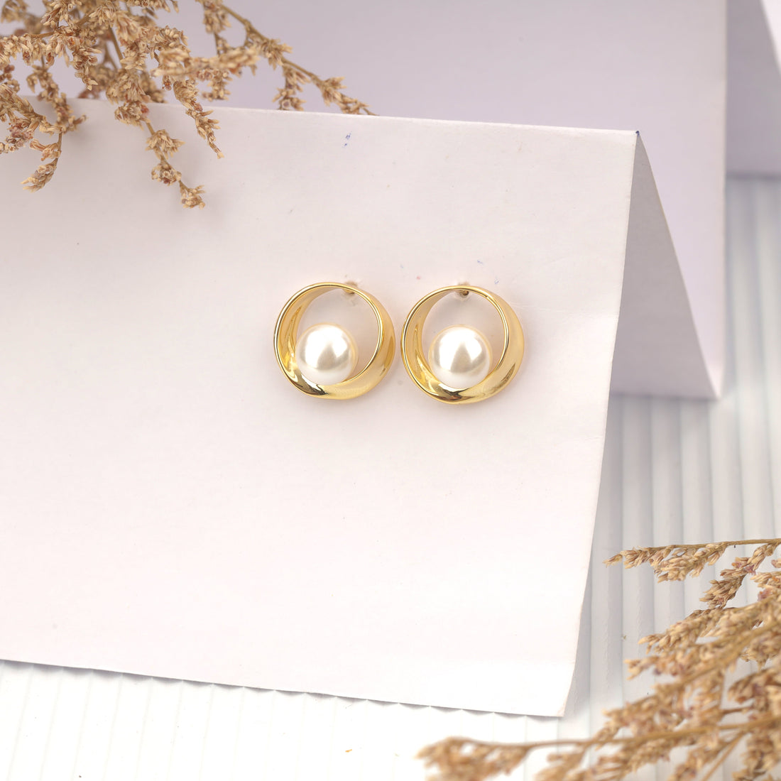 Pearl Orbit Earrings (Yellow Gold)