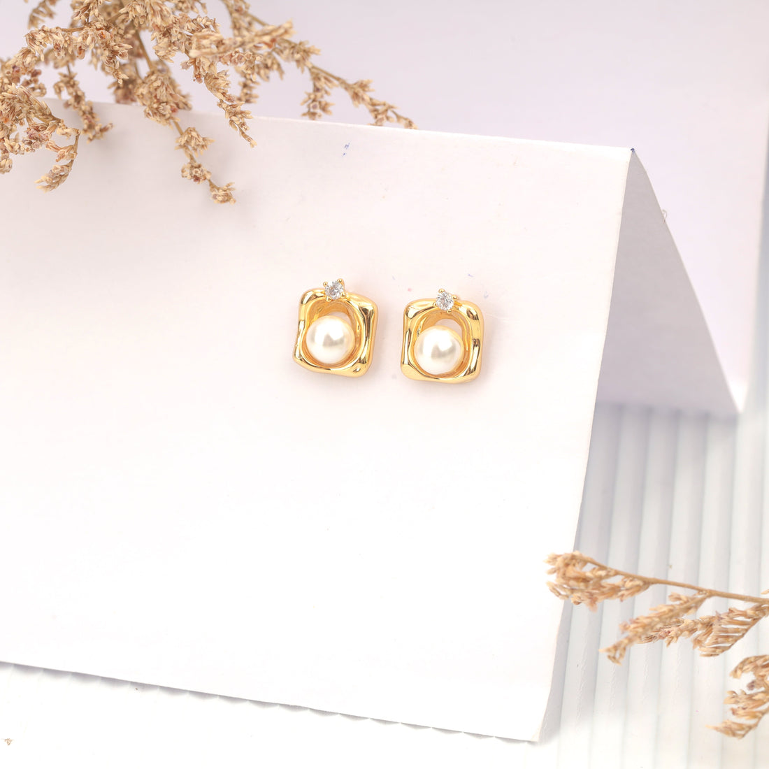 Pearl Caress Earrings (Yellow Gold)