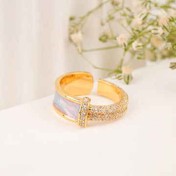 Multicolor Enamal Diamond Ring (Yellow Gold)