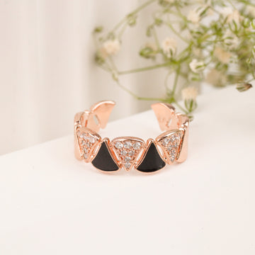 Black Enamal Ring (Rose Gold)