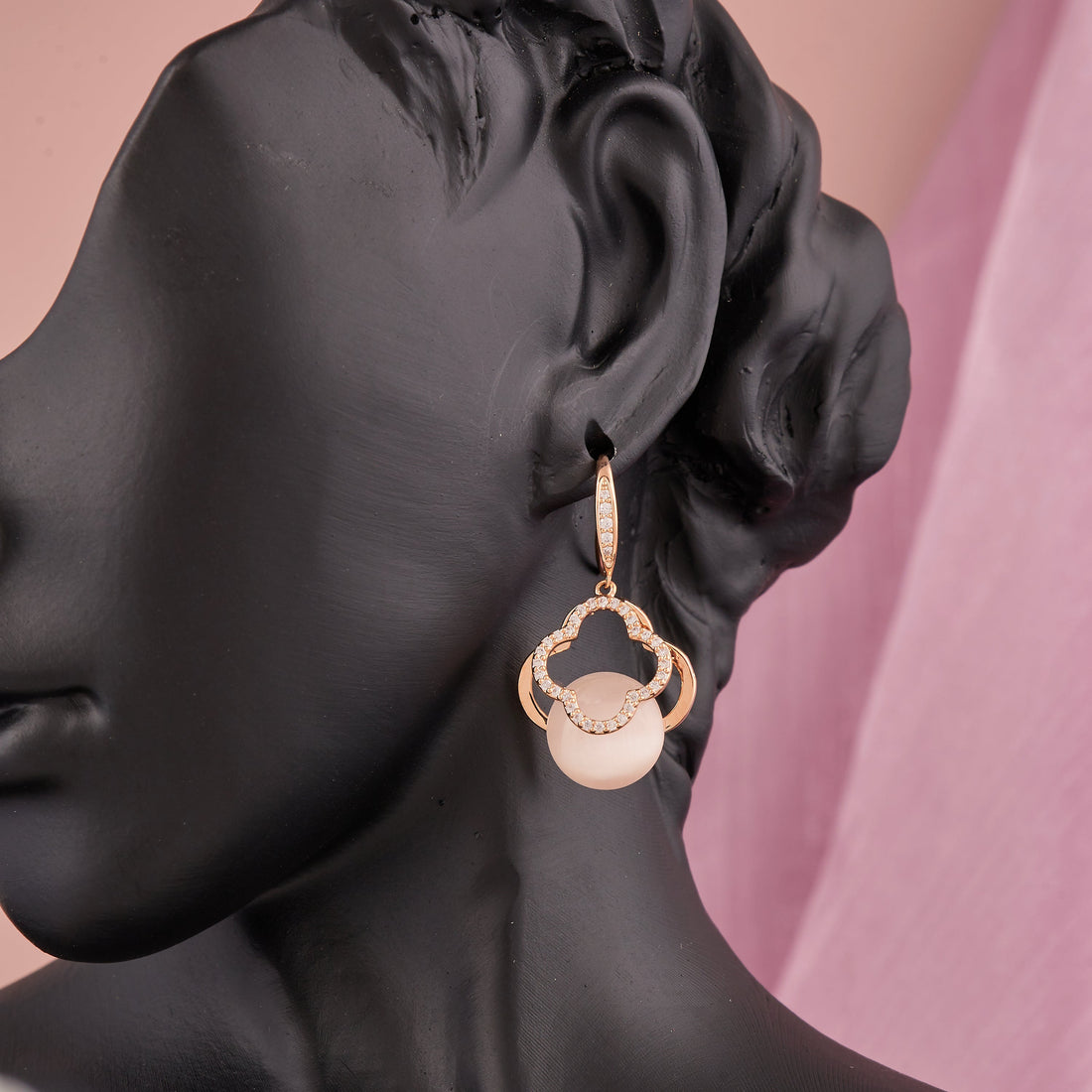 Lotus Medal Earring (Rose Gold)