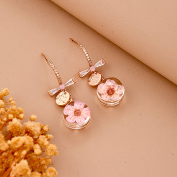 Preserved Flower Earrings (Rose Gold)