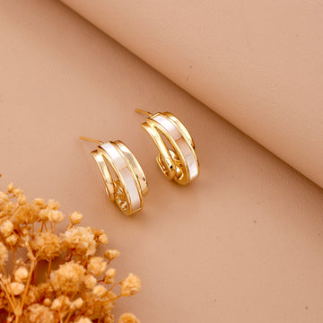 Circle Stone Earring (Yellow Gold)